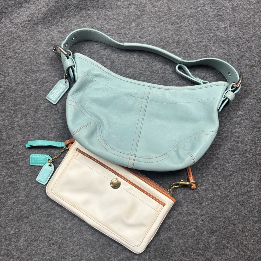 🩵Coach SoHo leather small wallet with satin wallet